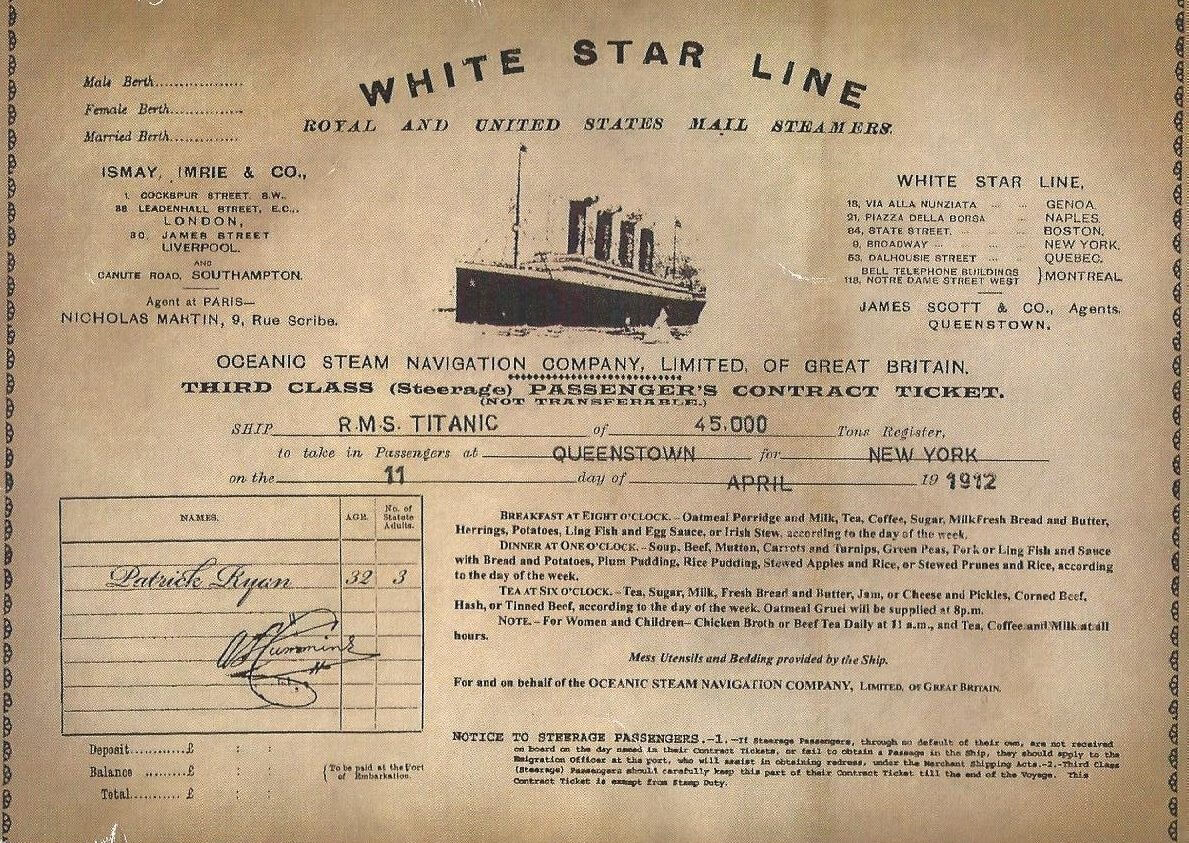 Titanic first class ticket